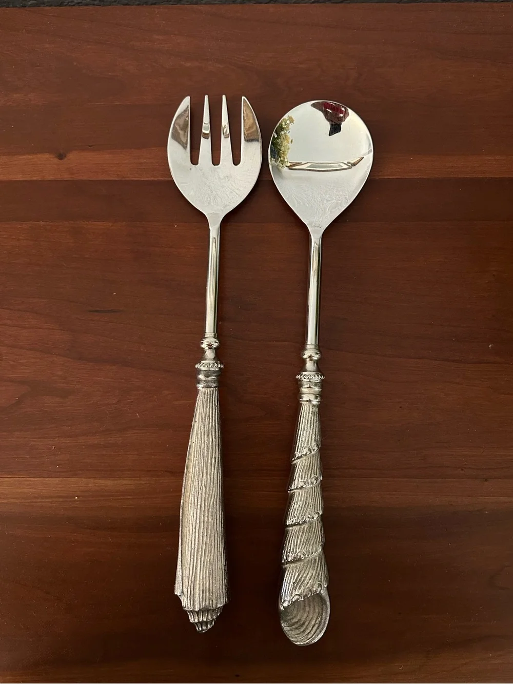 Vintage Pottery Barn Shell Salad Serving Utensils